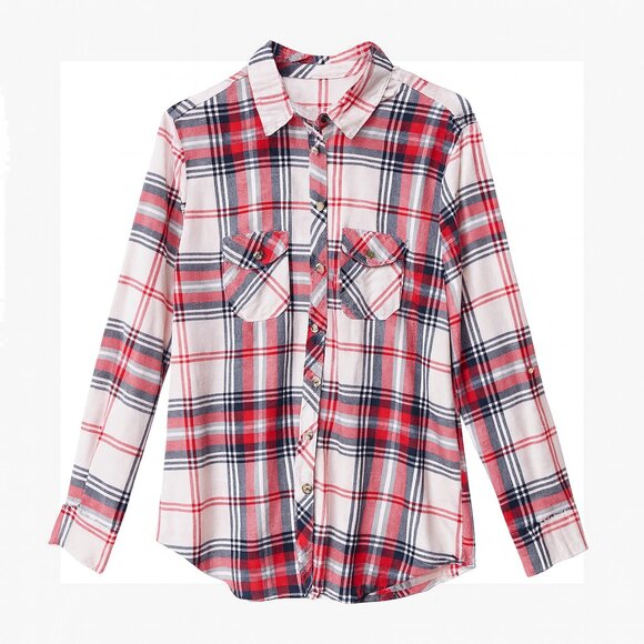 Passport Red Plaid Button Down Shirt Size Large - Picture 1 of 9
